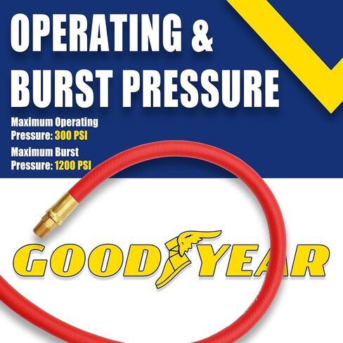 Goodyear 50' x 3/8" Hybrid Air Hose - 300 PSI - Kink Free - Made in USA in Kuwait