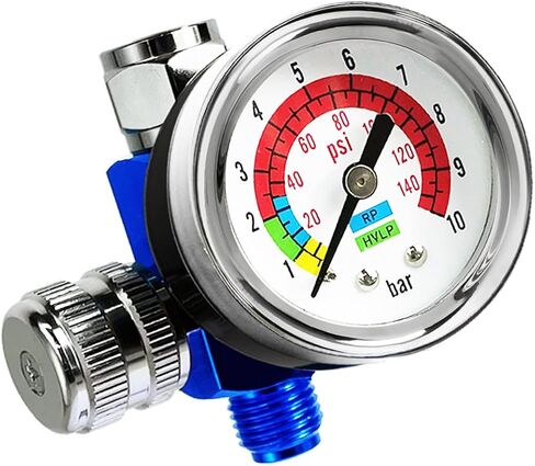 LE LEMATEC Paint Spray Gun Air Pressure Regulator with Gauge, 1/4 NPT | 0-150 PSI flow control valve, inline compressor fitting, HVLP & pneumatic tools, tire inflation, automotive use in Kuwait