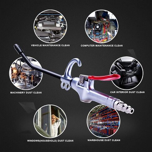 High Volume Air Blow Gun Alluminum Rubber Guard Air Flow Nozzle,Industrial Household Air Blower Gun,Pneumatic Air Compressor Accessories Dust Cleaning Tool in Kuwait