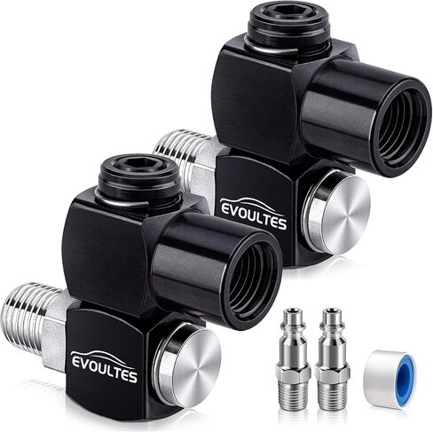 EVOULTES 2-Packs 1/4" NPT 360 Degree Swivel Air Hose Fittings, No Leakage Air Hose Connector with 1/4 Inch MNPT Quick Connect, Swivel Air Fittings for Air Hose Air Compressor Attachments in Kuwait
