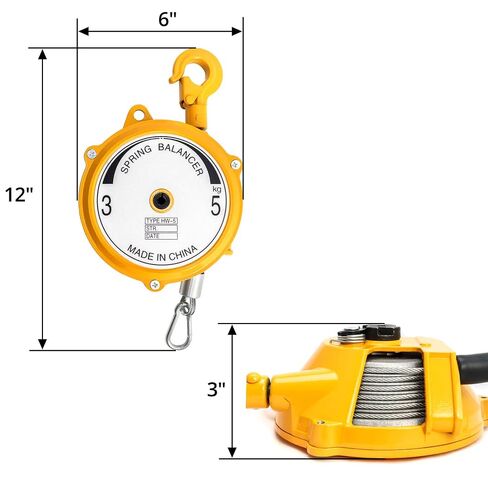 QWORK Spring Balancer, 7-11lbs(3-5kg) Retractable Balancer with 5 Ft Long Wire Rope and Hook, Retractable Spring Tool Hanging Holding Equipment in Kuwait