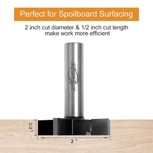CNC Spoilboard Surfacing Router Bit 1/2" Shank, Slab Flattening Router Bit Carbide Planer Router Bits Wood Milling Cutter Planing Tool Woodworking Tools By BINSTAK in Kuwait