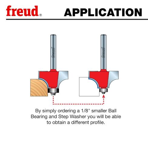 Freud Radius Rounding Over Bit with Perma-Shield Coating and Quadra-Cut Design for Flawless Finish - 2 Cutters, 1/4" Shank Dia., 1/8" Radius, 2-3/16" Length - 34-104 in Kuwait