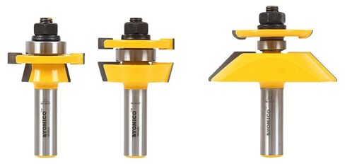 YONICO Raised Panel Cabinet Door Rail and Stile Router Bits Set 3 Bit Round Over 1/2-Inch Shank 12343 in Kuwait
