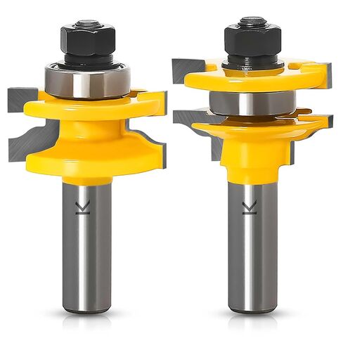 2Pcs Carbide Shaker Rail and Stile Router Bits for Cabinet Door 1/4" Shank | Woodworking Tongue and Groove Router Bit in Kuwait
