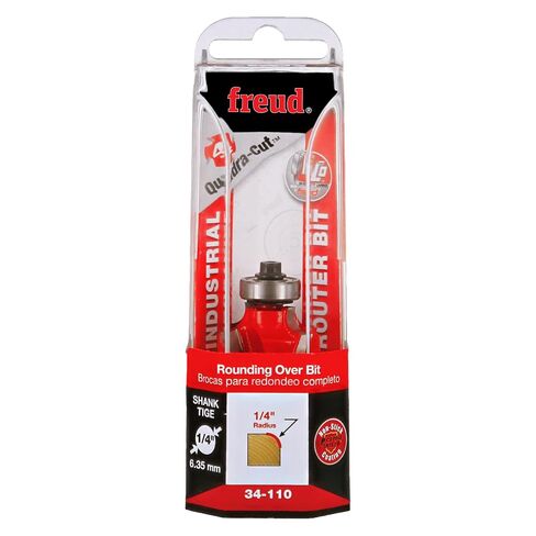 Freud Quadra-Cut Radius Rounding Over Bit with Perma-Shield Coating for Flawless Finish - 4 Cutters, 1/4" Shank Dia., 1/4" Radius, 2-3/16" Length - 34-110 in Kuwait