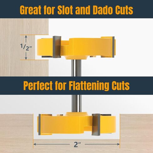 POWERTEC Slab Flattening Router Bit, 1/4 Shank, 2" Diameter, 1/2" Cutting Depth, Woodworking Surfacing Bits for CNC Machine, Wood Milling & Live Edge Wood Planing (73056) in Kuwait