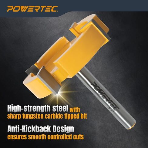 POWERTEC Slab Flattening Router Bit, 1/4 Shank, 2" Diameter, 1/2" Cutting Depth, Woodworking Surfacing Bits for CNC Machine, Wood Milling & Live Edge Wood Planing (73056) in Kuwait