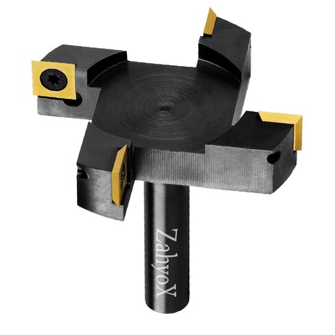 ZahyoX Spoilboard Surfacing CNC Router Bit, 1/4 Inch Shank, 1-3/8 Inch Dia | 4 Wings, Replaceable TiN carbide inserts, Flat smooth surfacing; Suits spoilboard, slab flattening & wood planing in Saudi Arabia
