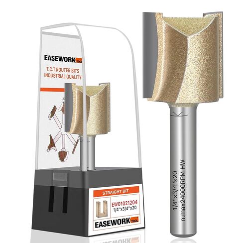 EASEWORK TOOL 1/4" Shank Straight Router Bit, Professional-Grade Carbide Tipped for Woodworking Grooving, Dadoing & Edge Routing, 3/4" Diameter × 3/4" Depth in Kuwait