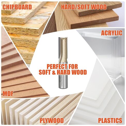 EASEWORK TOOL 1/4" Shank Straight Router Bit, Professional-Grade Carbide Tipped for Woodworking Grooving, Dadoing & Edge Routing, 3/4" Diameter × 3/4" Depth in Kuwait