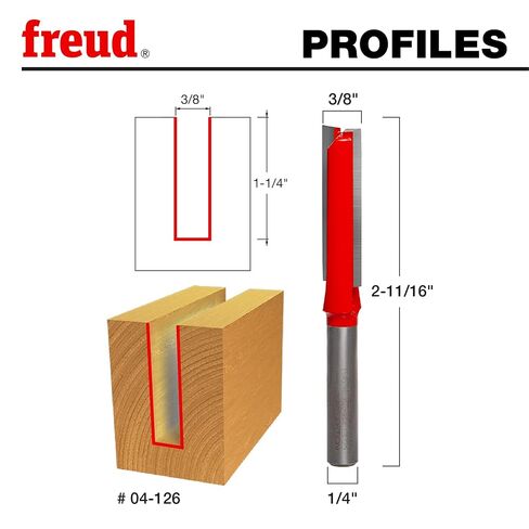 Freud 04-126: 3/8" (Dia.) Double Flute Straight Bit Red in Kuwait