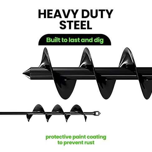 K-Brands Auger Drill Bit for Planting 2 Pack 1.6 x 16 Inch & 3.5 x 16 Inch Set – Garden Spiral Hole and Bulb Planter Tool for Umbrella Holes - Compatible with 3/8 Inch Hex Drive in Kuwait