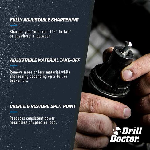 Drill Doctor DD750X Electric Drill Bit Sharpener, 3/32-3/4" High-Speed, Portable - Steel, Masonry, Carbide, Cobalt, Tin-Coated Bits, Adjustable Angles in Kuwait