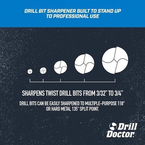 Drill Doctor DD750X Electric Drill Bit Sharpener, 3/32-3/4" High-Speed, Portable - Steel, Masonry, Carbide, Cobalt, Tin-Coated Bits, Adjustable Angles in Kuwait