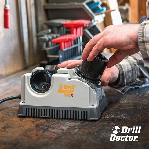 Drill Doctor DD750X Electric Drill Bit Sharpener, 3/32-3/4" High-Speed, Portable - Steel, Masonry, Carbide, Cobalt, Tin-Coated Bits, Adjustable Angles in Kuwait