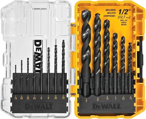 DEWALT Drill Bit Set, 3-Flats Shank,14-Piece, 135 Degree Split Point, for Plastic, Wood and Metal (DWA1184) in Kuwait
