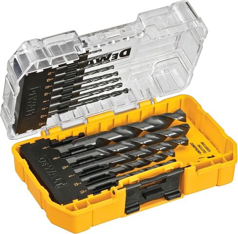 DEWALT Drill Bit Set, 3-Flats Shank,14-Piece, 135 Degree Split Point, for Plastic, Wood and Metal (DWA1184) in Kuwait
