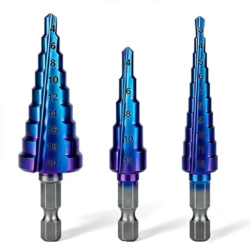 3PCS Titanium Coated HSS Step Drill Bits Set Ideal for Precise Drilling Offering Efficiency and Versatility in Kuwait