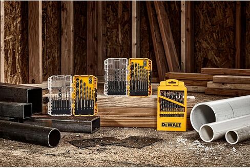 DEWALT Drill Bit Set, 3-Flats Shank,14-Piece, 135 Degree Split Point, for Plastic, Wood and Metal (DWA1184) in Kuwait