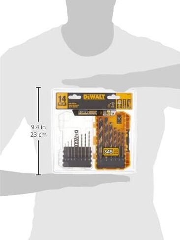 DEWALT Drill Bit Set, 3-Flats Shank,14-Piece, 135 Degree Split Point, for Plastic, Wood and Metal (DWA1184) in Kuwait