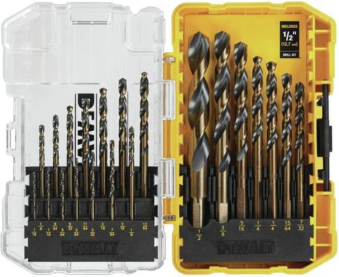 DEWALT Drill Bit Set, 21 Pc High Speed Steel DEWALT Bits, Black and Gold Oxide Coated, 135 Degree Split Point, 31 Degree Helix (DWA1181) in Kuwait