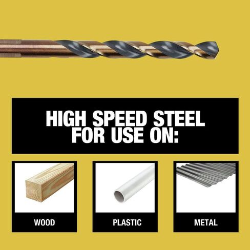 DEWALT Drill Bit Set, 21 Pc High Speed Steel DEWALT Bits, Black and Gold Oxide Coated, 135 Degree Split Point, 31 Degree Helix (DWA1181) in Kuwait