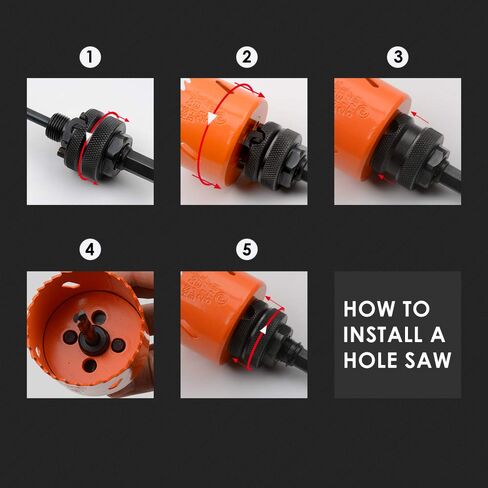 Luckyway 3-Piece Hole Saw Mandrel,Fit 3/4-Inch to 6-Inch Bi-Metal Hole Saw,Including 7/16-Inch and 3/8 Inch Shank Hole Saw Arbor and 3-Piece 1/4 Inch HSS(M2) Central Drill bits in Kuwait