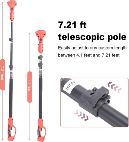 Jeffergarden Pruning Saw Extension Pole 180 Adjustable Head | Aluminum, with Flip Lock, Telescoping 4.1-7.21ft in Kuwait