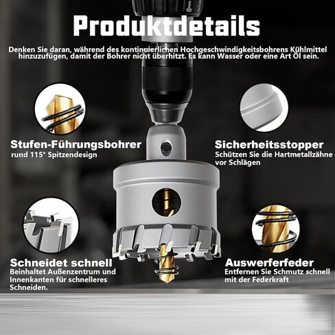 GSTK Upgrade Heavy Duty Carbide Hole Saw 14 Pcs,Metal Steel Hole Saw Drill Bit,TCT Hole Cutter,Alloy Hardness Upgrade, with 2*Extra Titanium Plated Pilot Center Drill and 2*L-Wrench in Kuwait