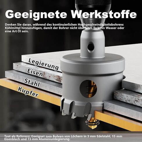 GSTK Upgrade Heavy Duty Carbide Hole Saw 14 Pcs,Metal Steel Hole Saw Drill Bit,TCT Hole Cutter,Alloy Hardness Upgrade, with 2*Extra Titanium Plated Pilot Center Drill and 2*L-Wrench in Kuwait
