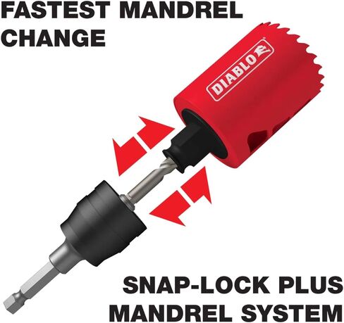 Diablo Snap - Lock Plus Mandrel System - for Fast and Efficient Hole Saw Mounting - 3/8" Hex Shank - DHSAR375 in Kuwait