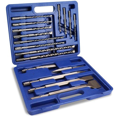WORKPRO 17-Piece SDS-Plus Rotary Hammer Drill Bit & Chisel Set | Carbide-tipped Drill Bits and Chisels for Concrete, Stone, and Brick, with Storage Case for Easy Organization in Kuwait