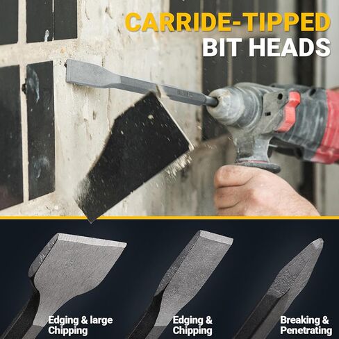 TGFTGF 17-Piece SDS Plus Rotary Hammer Drill Bits and Chisel Set, YG8C Carbide Tips, SDS Plus Bits, Masonry Drill Bit Set for Concrete, Brick and Stone, with Storage Case, Ideal Tool for DIY, Home in Kuwait