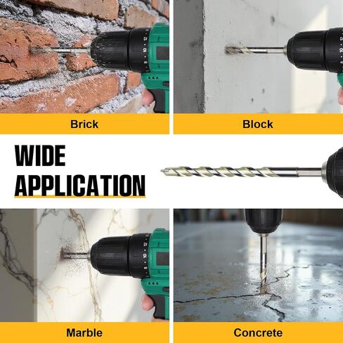 GRENPRO Concrete Drill Bit Set, 8 PCS Masonry Drill Bit Set for Concrete 5/32"-3/8", Industrial Carbide Drill Bits, Shockproof Hex Shank Drill Bit Set for Cement/Porcelain Tile/Brick/Class/Plastic in Kuwait