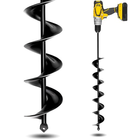 3" x 24" Garden Auger Drill Bit for Planting and Post Hole Digging - Upgraded Spiral Design, Solid Shaft - Hex Driver Drill Compatible in Kuwait