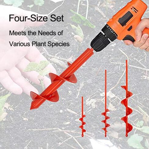 MAXCCINO Auger Drill Bit for Planting Set of 4, Garden Ground Earth Spiral Drill Bit for 3/8" Hex Drive Drill, for Post Hole Digger Bulb Bedding Digging Plant Rapid Planter in Kuwait