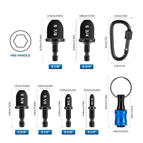 WADEO Swaging Tool HVAC Repairing Set with Bit Holder, Portable Copper Swage Tools HVAC Kit with Keychain, Air Conditioner Copper Tube Pipe Expander Drill Bit 1/4'' 3/8'' 1/2'' 5/8'' 3/4'' 7/8'' Black in Kuwait