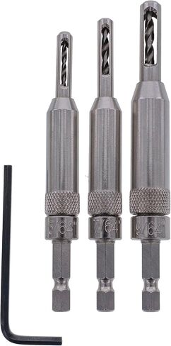 Milescraft 2317 Self-Centering, Spring Loaded 3pc. Hinge Bit Set – Includes 5/64", 7/64" and 9/64" Drill Bits for Woodworking in Kuwait
