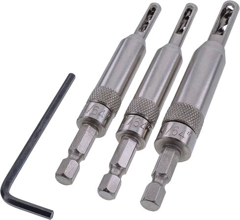 Milescraft 2317 Self-Centering, Spring Loaded 3pc. Hinge Bit Set – Includes 5/64", 7/64" and 9/64" Drill Bits for Woodworking in Kuwait