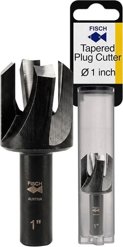 Fisch Tapered Plug Cutter (1/4 inch) - Drill Bit with Four Flute Design Ensures a Tight Plug - for Use with Both Soft and Hard Woods - Crafted from Tool Steel - FSE-095828- Made in Austria in Saudi Arabia