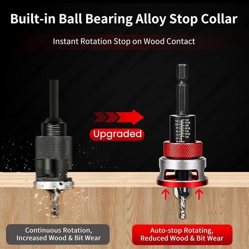 7-Piece Countersink Drill Bit Set with Aluminum Alloy Stop Collar, a Screwdriver Bit, 5 HSS M2 Bits and a Wrench, 1/4" Hex Shank Countersink Drill Bit for Woodworking in Kuwait