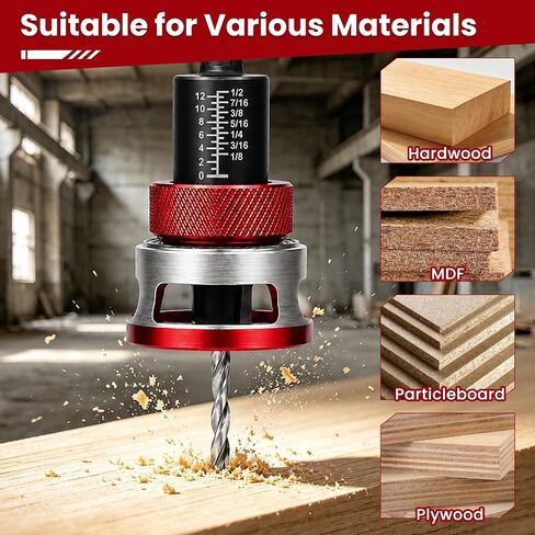 7-Piece Countersink Drill Bit Set with Aluminum Alloy Stop Collar, a Screwdriver Bit, 5 HSS M2 Bits and a Wrench, 1/4" Hex Shank Countersink Drill Bit for Woodworking in Kuwait