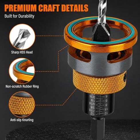 Countersink Drill Bit Set with Depth Stop 4PCS, HCS Four Blades Wood Countersink Bits with Adjustable Depth Stop, L Shape Wrench and S2 PH2 Screwdriver Bit for Wood, Plastic, Woodworking in Kuwait