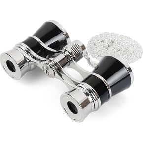 Aomekie Opera Glasses Binoculars 3X25 Theater Glasses Mini Binocular Compact with Chain for Adults Women in Musical Concert（Silver） in Kuwait