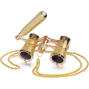 3X25 Opera Glasses Binoculars with Adjustable Handles Exquisite Chain | Theater Glasses for Adults with BK7 HD Optical Lens Portable Binocular for Women Kids Ideal for Concert Gold Opera Binoculars in Kuwait