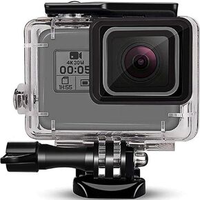 غطاء مقاوم للماء بطول 148FT/45M من FitStill لهاتف Go Pro Hero 2018/7/6/5 باللون الأسود، غطاء حماية للغوص تحت الماء مع دعامة لملحقات كاميرا الحركة Go Pro Hero7 Hero6 Hero5 باللون الأسود in Kuwait