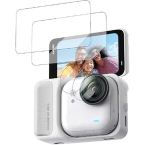Lens Screen Protector for Insta360 Go Ultra (2 Sets), High Definition Tempered Glass Hardness Screen Protector for Insta 360 GO Ultra Accessories with Auxiliary Suction Cup, Hydrophobic,Oleophobic Coating,Anti-Scratch,Easy Installation in Kuwait