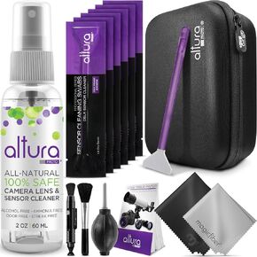 Altura Photo Camera Cleaning Kit, APS-C Sensor Cleaner for DSLR Mirrorless | Streak-Free Results, Includes All-Natural Cleaner, Swabs, Pen, Blower, Brush, Cloth & Hard Case in Kuwait