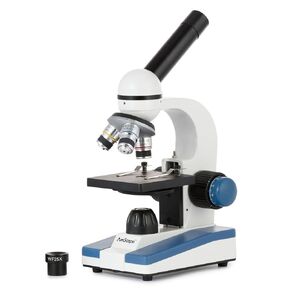 AmScope M150C-50WM-50P100S Compound Monocular Microscope, WF10x and WF25x Eyepieces, 40x-1000x Magnification, LED Illumination, Brightfield, Single-Lens Condenser, Coaxial Coarse and Fine Focus, Plain Stage, 110V, Includes Set of 50 Prepared Slides, 50 Bl in Kuwait